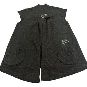 Fox Dark Gray Sleeveless Cardigan With Large Button Closure